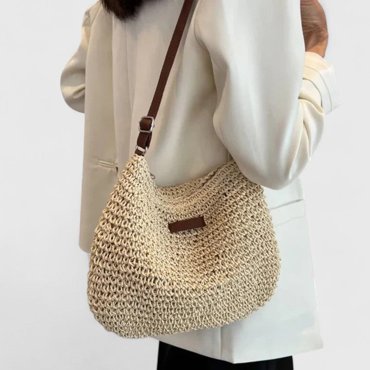Women's Straw Tote Beach Bag with Sling