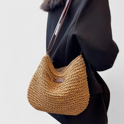 Women's Straw Tote Beach Bag with Sling