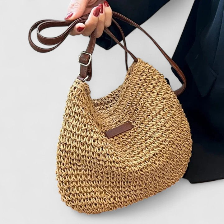 Women's Straw Tote Beach Bag with Sling