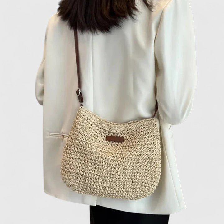 Women's Straw Tote Beach Bag with Sling