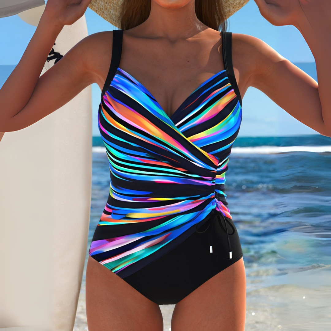 Women's Tummy Coverage Swimsuit with Wide Straps and Stretchy Fabric