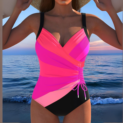Women's Tummy Coverage Swimsuit with Wide Straps and Stretchy Fabric