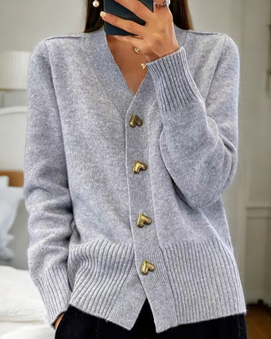 Women's V-Neck Button-Front Cardigan