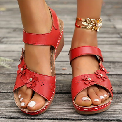 Women's Wedge Sandals With Floral Detail