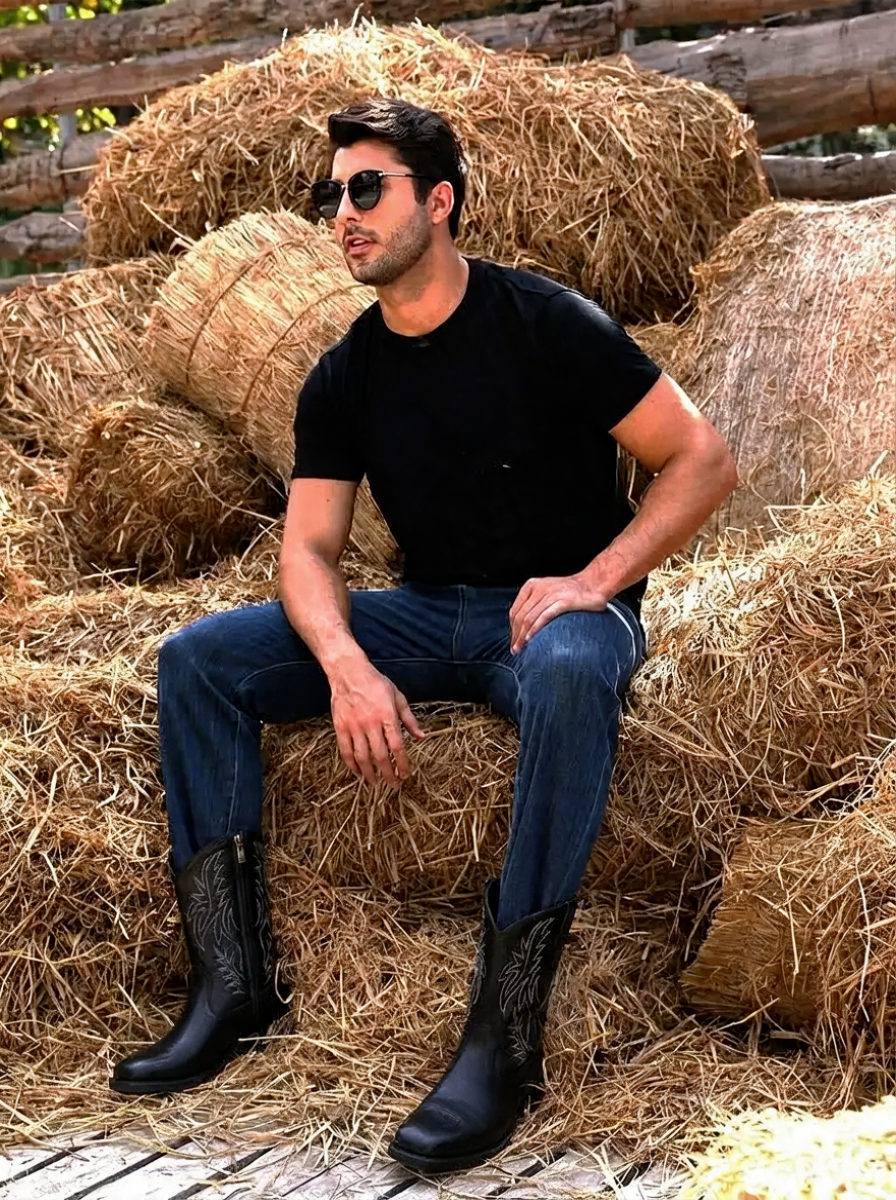 Men's Classic Western Cowboy Boots for Riding
