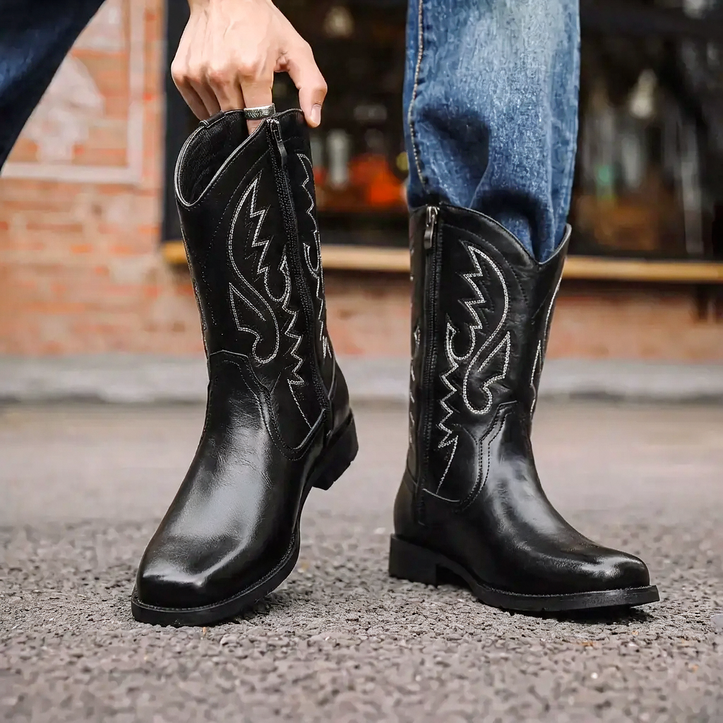 Men's Classic Western Cowboy Boots for Riding