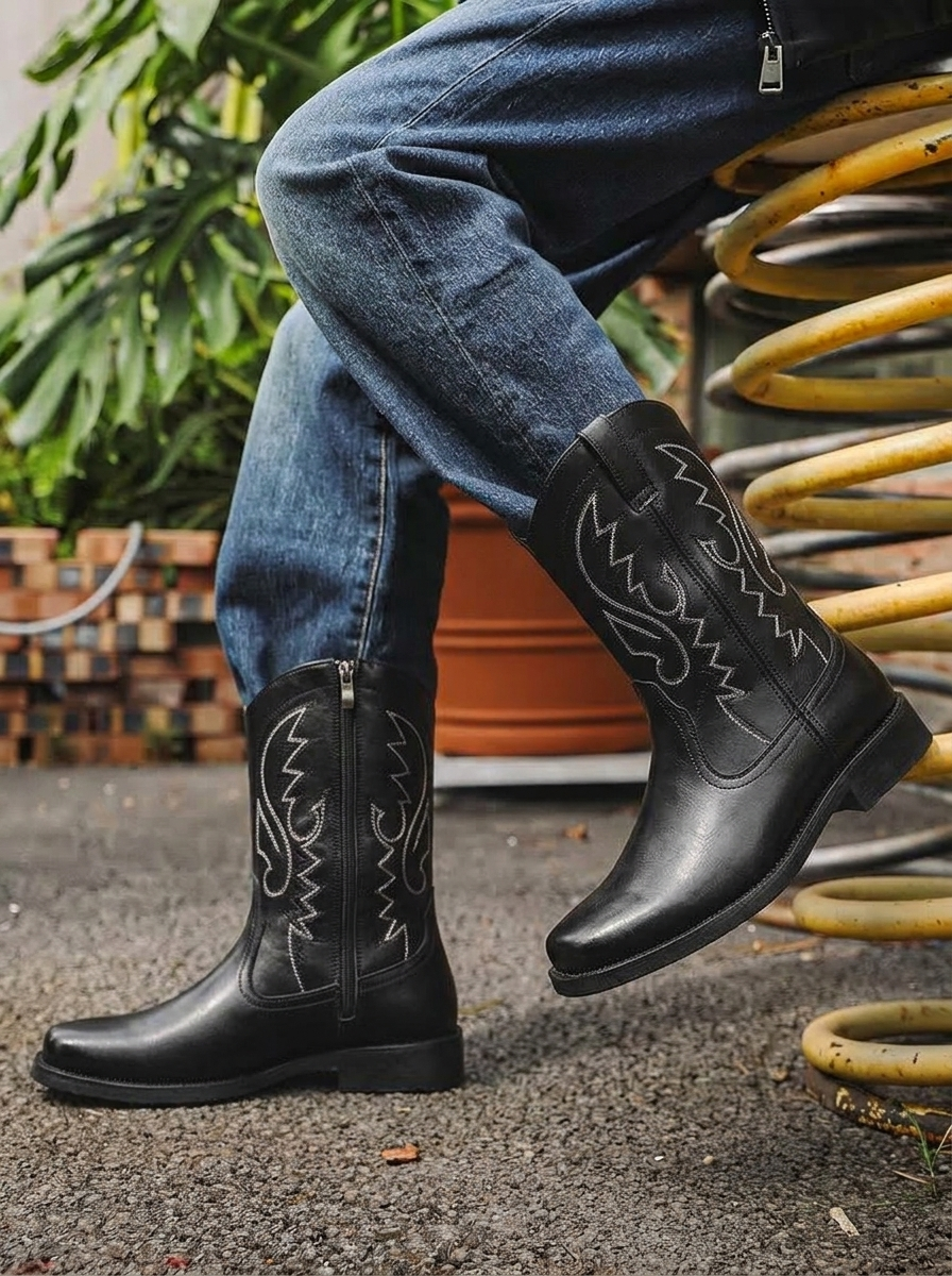 Men's Classic Western Cowboy Boots for Riding