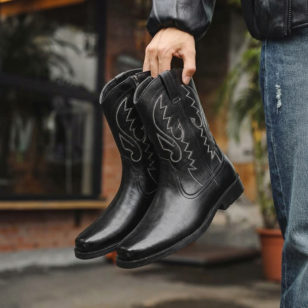 Men's Classic Western Cowboy Boots for Riding