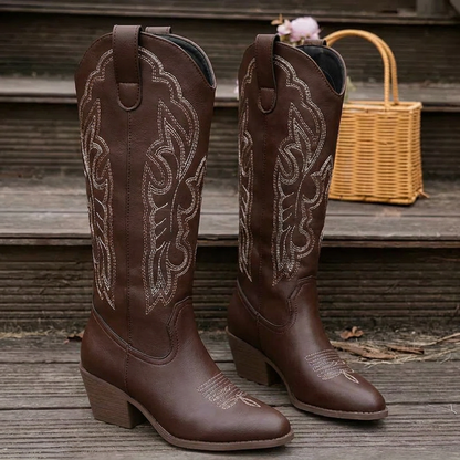 Women's Embroidered Cowgirl Boots with Block Heel