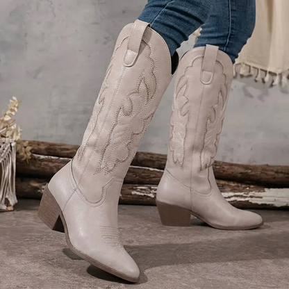 Women's Embroidered Cowgirl Boots with Block Heel