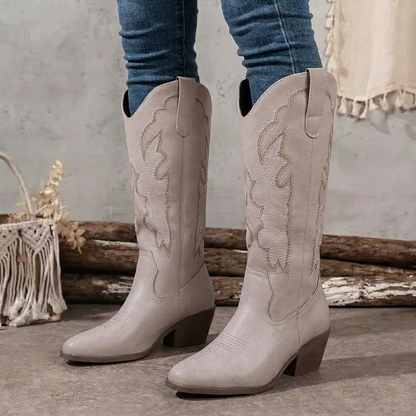 Women's Embroidered Cowgirl Boots with Block Heel