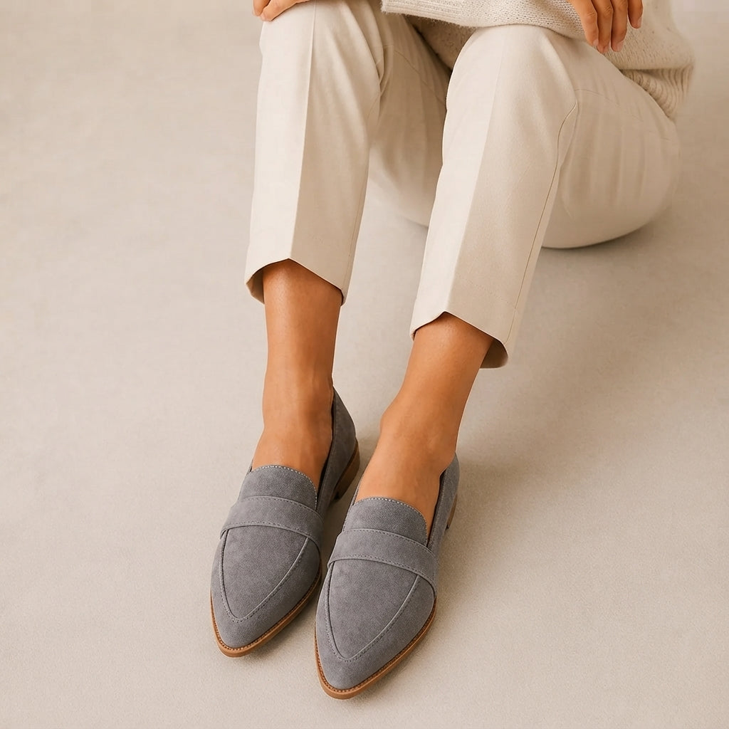 Women's Flat Pointed Toe Slip-On Loafers with Penny Strap
