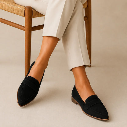 Women's Flat Pointed Toe Slip-On Loafers with Penny Strap