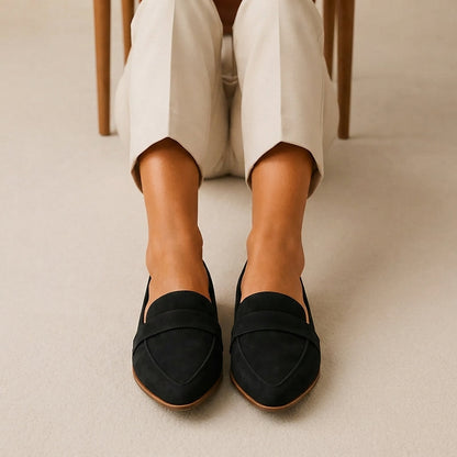 Women's Flat Pointed Toe Slip-On Loafers with Penny Strap