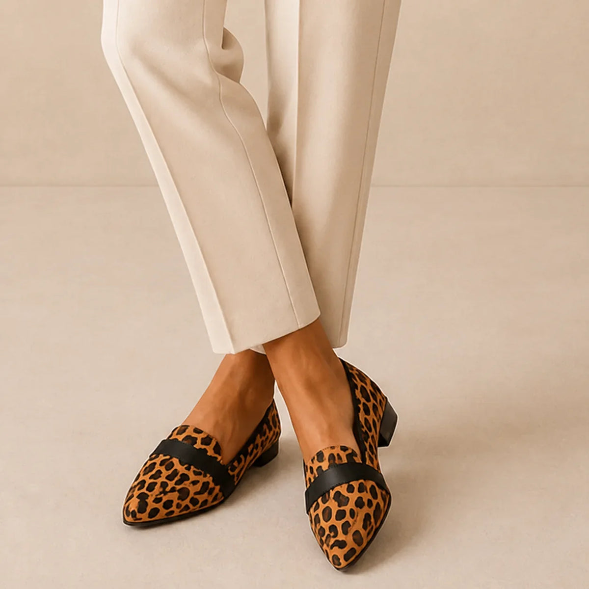 Women's Flat Pointed Toe Slip-On Loafers with Penny Strap