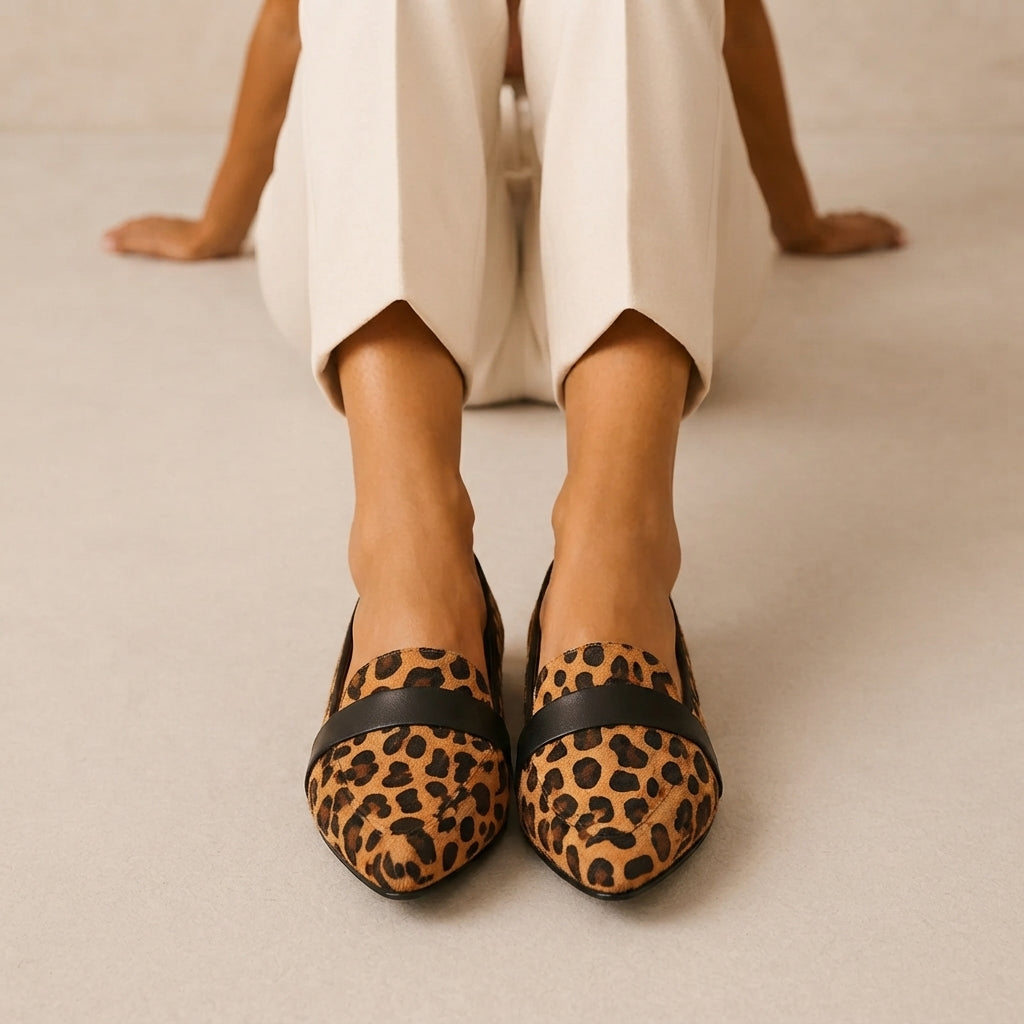 Women's Flat Pointed Toe Slip-On Loafers with Penny Strap